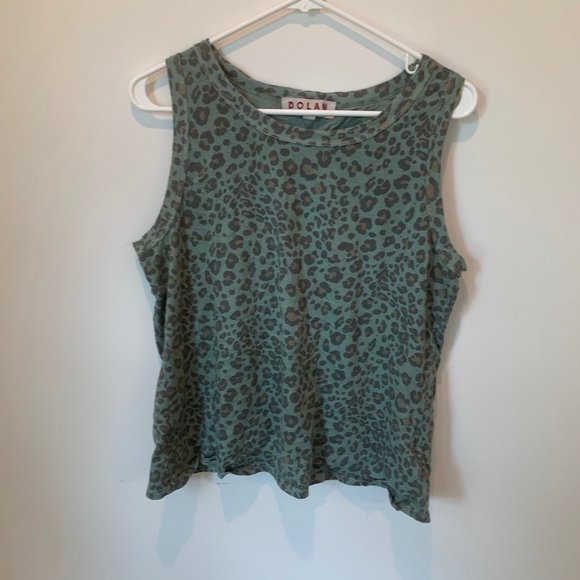 Anthropologie Dolan Tank Green Cheetah - Picture 2 of 7